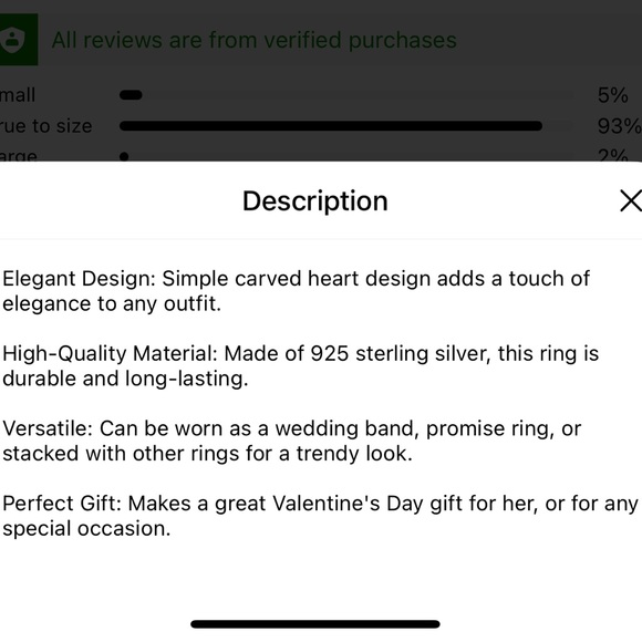 NWT 🖤 DAINTY 925 STAMPED STERLING SILVER CARVED BLACK HEART RING Size 7 - Picture 9 of 12